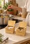 Cube Set of 2 Bamboo Spice Containers with Spoons – Salt and Pepper Shakers with Lids 8 × 8 × 8 cm - 7