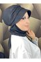 Tesettür Daily Black Silvery Shiny Scarf with Hat - 5