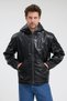 Men's genor oversize hooded leather jacket black - 3