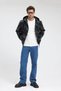Men's genor oversize hooded leather jacket black - 2