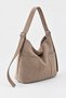 Women's Mink Suede Hobo Shoulder Bag - Oversized Shoulder Bag with Belt Strap and Double Pockets - 4