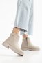 Sophia Women's Beige Leather Rubber Detailed Zippered Boots