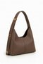 Women's Brown Suede Luxury Leather Shoulder Bag - Adjustable Lock Strap and Puppy Form