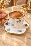 Gold Detailed Floral Patterned Porcelain Turkish Coffee Cup Set of 2 - 4