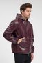 Men's genor oversized hooded leather jacket - burgundy - 4