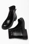 Sophia Women's Black Shiny Leather Rubber Detailed Zippered Boots - 3