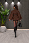 Women's Belted Poncho Cape High Collar Button Detailed Short Jacket - 2