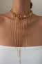 Daphne Leaf Detailed Chain Tassel Choker Necklace - 2