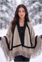 Fur Poncho Women's Fur Detailed Tasseled Triangle Shawl Poncho Knitwear Shoulder Shawl - 4