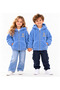Children's Blue Plush Cardigan with Embroidery, Hooded and Zippered, for Girls and Boys, Ages 3-13 - 3