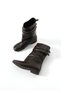 Belda Genuine Leather Black Belt Detailed Flat Sole Women's Boots & Boots