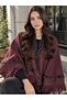 Fur Poncho Women's Fur Detailed Tasseled Triangle Shawl Poncho Knitwear Shoulder Shawl - 2