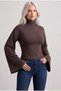 Women's beige half turtleneck turtleneck waist fitted women's spanish long sleeve blouse - 2