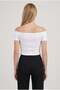 Women's white color boat neck body-fitted basic flexible crop blouse - 3