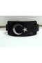 Moon Star Silver Gilt Printed Genuine Leather Bracelet, 2.5 cm Wide