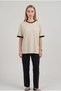 Women's stone black biye garnished medium thick soft fabric bicycle collar half oversize loose t-shirt