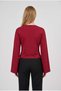 Women's red crew neck fitted waist spanish long sleeve blouse - 3