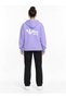 Women's Lilac Color Oversize Zippered Hooded Sweatshirt Jacket - 3
