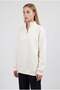 Women's Ecru Off-White Turtleneck 3 Thread Fleece Inside Ribbed Oversize Sweatshirt - 2