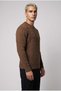 Men's Brown Hair Knit Zero Crew Neck Regular Knitwear Wool Blend Thick Acrylic Sweater - 2