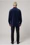 Men's Navy Blue Velvet Corded Fabric Soft Textured Loose Fit Oversized Drop Shoulder Shirt - 3