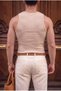 Men's Cream Colored Halter Neck Ribbed Lycra Undershirt - 3