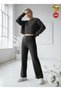 Women's Anthracite Knitwear Trousers Single Bottom S-M-L Compatible Flexible One Size