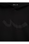 Regular Fit Sign Printed Hooded Black Sweatshirt - 4