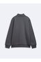 Regular Fit High Collar Half-Zip Gray Sweatshirt - 4