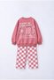 Girls' 3-Ply Cotton Printed Sweatshirt and Checked Pants Set 2-8 Years - 7