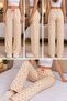 Women's Peach Patterned Cotton Thick Single Bottom Pajamas with Green Ribbon Detail - 6