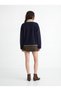 Relaxed Fit Half-Zip Fleece Navy Blue Sweatshirt - 3