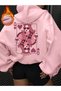 Women's Cup Girl Printed 3 Thread Oversized Hoodie Sweatshirt