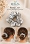 Women's Scrunchie Hair Clip Faux Leather Look Metallic Silver Elastic Hair Clip