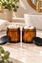 2 Pieces of 100 ml Amber Glass Jars with Black Metal Lids - Storage for Candles, Creams, and Cotton - 7