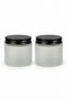 2 Pieces of 100 ml Frosted Glass Jars with Black Metal Lids - for Candle, Cream, Cotton and Hobby Storage