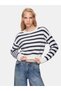 Regular Fit Striped White Sweater
