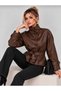 Women's Leather Trench Coat with Stand Collar and Lined Pockets - Coat-Jacket - 2