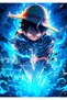 Luffy Blue Flame One Piece Anime Metal Poster - Magnetic Wall Art Print