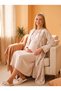 New Season Beige Shawl Collar Patterned 100% Cotton Winter Long Sleeve Full Length Special Design Maternity Pajamas Nightgown Set - 7