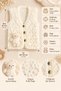 Teddy Bear Pocketed Baby Vest Hand Knitted Puffy 0-12 Months Girls Boys Unisex Ecru Buttoned Baby Cardigan - 7