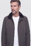 Brown Fur Collar Men's Zippered Coat - 3