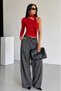 Women's One-Shoulder Detailed Scarf Sandy Fabric Blouse - 2