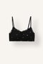 100% Cotton Floral Embroidered Lace Detailed Ribbed Bralet Bra Detachable Cap I5856Ax26Au