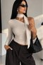 Women's One-Shoulder Detailed Scarf Sandy Fabric Blouse - 7