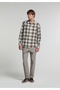 Regular Fit Mid Waist Straight Leg Men's Beige Trousers