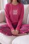 Red This Patterned Cotton Refined Women's Pajama Set - 4