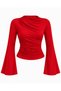 Women's Draped Detailed Spanish Sleeve Long Sleeve Sandy Blouse - 8