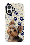 iPhone 16 Plus Compatible - Floral Dog Design, Double Layer Cover, Glossy Surface Protective Case