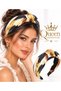 Luxury Artistic Knots Tie-Dye Pattern Knotted Crown Wide Padded Curved Women's Crown Brown Black